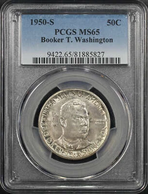 1950-S Booker T. Washington 50C Silver Commemorative PCGS MS-65 - Image 1 of 2