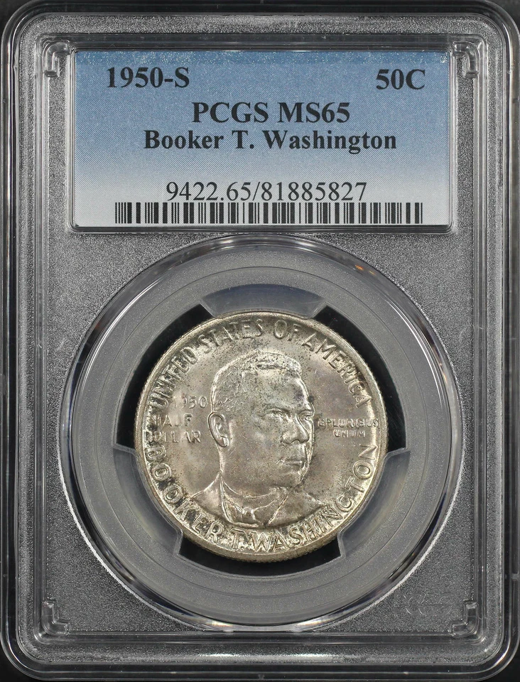 1950-S Booker T. Washington 50C Silver Commemorative PCGS MS-65 - Image 1 of 2