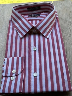 "Camisa de vestir vintage John Henry ajuste atlético parte inferior cuadrada aguja única -16"" NUEVA" Foto 1 de 4