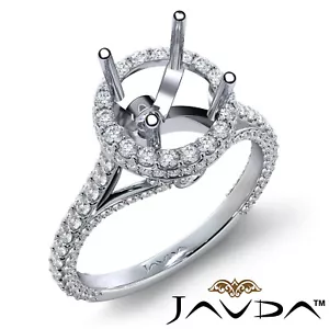 Anillo de compromiso de diamantes redondos semi montura acento puente pavé halo circa 1,26 quilates - Imagen 1 de 36