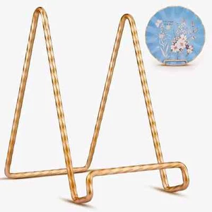 2Pcs 6 Inch Antique Gold Plate Stand Display, Metal Plate Holder Display Stand, - Picture 1 of 7