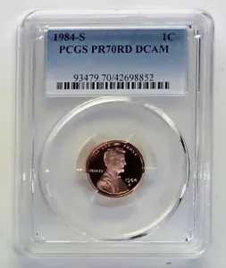 1984 "S" PCGS 70 RD DCAM Proof Lincoln Cent TOP POP - PCGS Population of 205 - Picture 1 of 2
