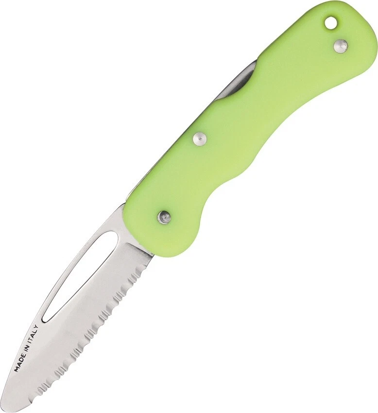 Mac Coltellerie Rescue Folding Knife 3" Stainless Steel Blade Green GRN Handle - Image 1 of 1