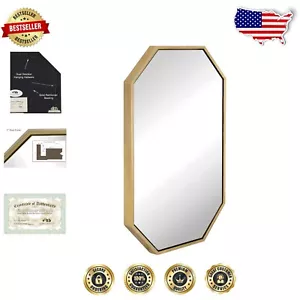 Stylish Gold Octagonal Mirror - Perfect for Bathroom and Living Room Decor - Picture 1 of 8
