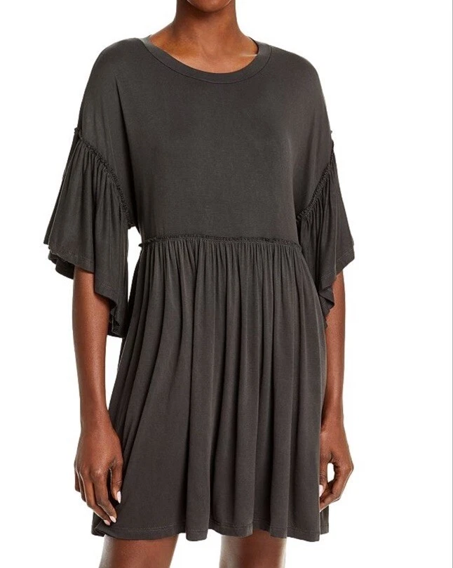 Aqua Dress Baby Doll Washed Black Gray Women Sz M 564