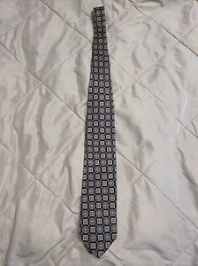Jos A Bank Signature Collection Black Crème Blue Geometric Woven Silk Tie - Picture 1 of 4