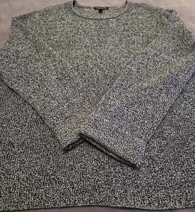 EILEEN FISHER Black Textured Cotton Knit  Pull-Over Long Sleeve Sweater Sz M - Picture 1 of 12