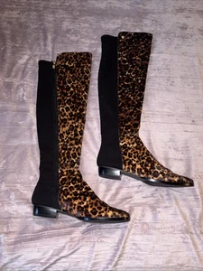 Botas por encima de la rodilla Vince Camuto Karita pelo de becerro leopardo talla 7 37 - Imagen 1 de 14