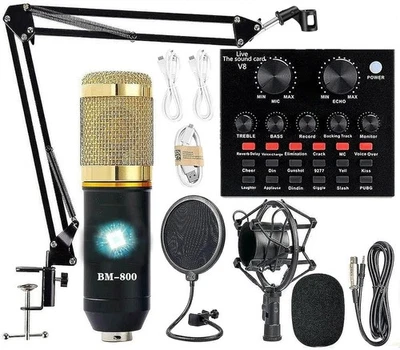 Podcast Equipment Bundle, BM-800 Mic Kit with Live Sound Card, Adjustable Mic... - Image 1 of 4