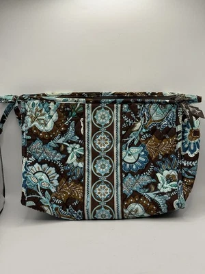 Vera Bradley 化妆品盥洗用品拉链上衣袋 JAVA 蓝色塑料衬里旅行箱 — 第 1/4 张图片