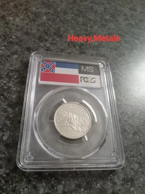 2002-S MISSISSIPPI Silver Proof Quarter PR70 PCGS FLAG LABEL NICE LOW PRICE!! - Image 1 of 4