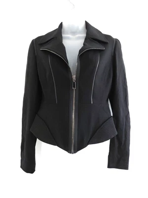 NEW Elie Tahari X Nordstrom Moto Jacket Women 6 Black Modern Zip Crop GABBIE - Image 1 of 4