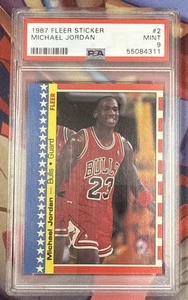 1987 FLEER Sticker #2 MICHAEL JORDAN PSA 9 - Picture 1 of 2