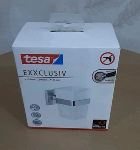Tesa Exxclusiv Zahnputzglas mit Halterung Edelstahloptik Zahnputzbecher - Bild 1 von 4