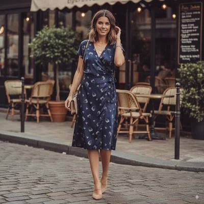 Vestido midi envolvente de seda estampado corazón Joie Bethwyn TALLA XXS Foto 1 de 4