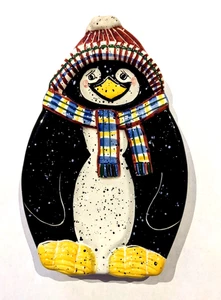 Julie Ueland skurrile Keramik bunt Pinguin Weihnachten nicht mehr produziert Löffelablage - Bild 1 von 2