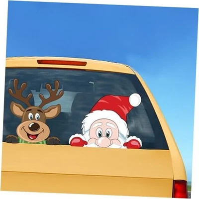  Pegatina Coche Navidad, 2 PIEZAS Calcomanías Ventana Coche Navidad Linda Ventana Coche Papá Noel  Foto 1 de 4