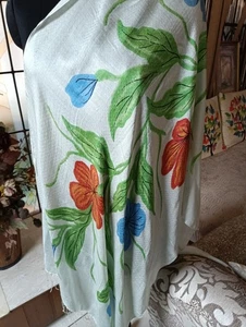 Soft Printed Pashmina Multicolor Floral Print Scarf Cashmere stole - pass a ring - Picture 1 of 6