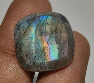 5A Quality Natural Labradorite Multi Fire Loose Stone Checker Cut Cushion  21 MM - Picture 1 of 24