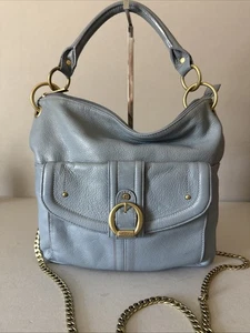 Stone Mountain Slightly Slouchy Light Blue-grey Leather Shoulder Handbag - Picture 1 of 14
