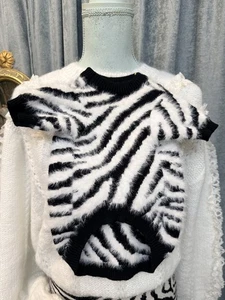 New Zebra Furry Sweater For Dogs Size M - Picture 1 of 5