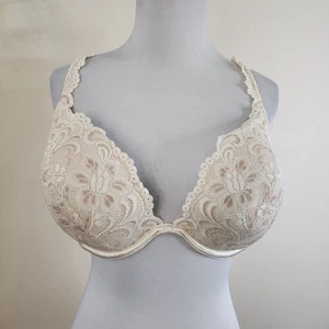 Cacique Bra Size 38D Cream Floral Lace Padded - Picture 1 of 6