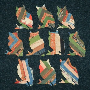 10 PRIMITIVE ANTIQUE CUTTER QUILT OWLS LOOK!!  Scrapbooking! Applique! - Picture 1 of 1