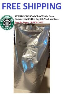 STARBUCKS Casi Cielo Whole Bean Coffee 5 lb Medium Roast Bag Best By 18FEB2022