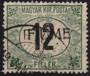 FIUME 1918 -2A- Segnatasse usato 12 f. verde/nero Croce multipla #S#KFI - Foto 1 di 2