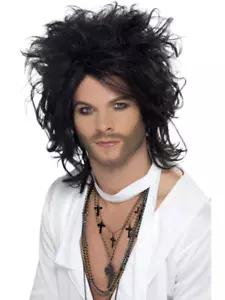 Russel Brand Wig Rock & Roll Black Adult Men's Fancy Dress Costume Accessory - Picture 1 of 1