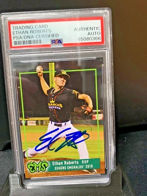 Ethan Roberts autograph signed 2018 Eugene Emeralds baseball card PSA SLAB Cubs - Image 1 of 2