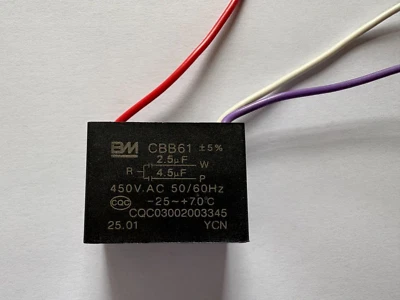 CBB61 Ceiling Fan three wires capacitor 2.5uf + 4.5uf 450V