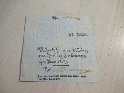 12 Skilling 1809 Denmark Banknote - Image 1 of 3