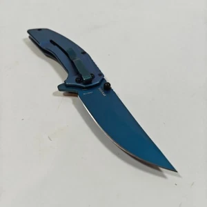 Kershaw Outright Pocket Knife Flipper Blue Handle Plain edge 8320 NO BOX - Picture 1 of 4