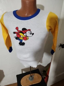 vintage nwot mickey mouse thermal shirt youth L 10-12 ringer 70 s  disney 1970's - Picture 1 of 10