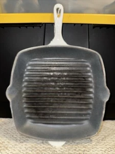 Vintage Le Creuset Frankreich 26 10,1/4" emailliert Gusseisen Quadrat Grill Pfanne Weiß - Bild 1 von 8
