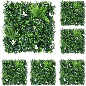 20"x20" Artificial Grass Wall Hedge Panels with 100 Zip Ties Backdrop Home Decor - Picture 1 of 9