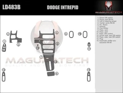 Se adapta a Dodge Intrepid 1998-1999 sin palanca de cambios automática kit de molduras de tablero de madera grande Foto 1 de 3