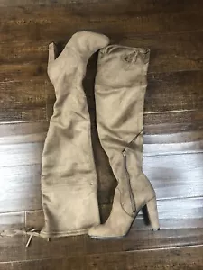 Nikka Over the Knee Heel Boots Suede Size 6.5 Toupe - Picture 1 of 5