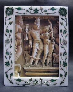 Rectangle Marble Photo Frame Malachite Stone Inlay Work Collage Frame 10 x 8" - Picture 1 of 4