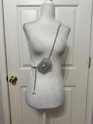 NWOT RHINESTONE FAUX PEARL MINI FANNY PACK BELT BAG - Image 1 of 4