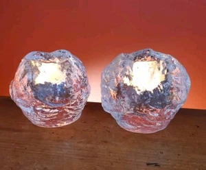 Kosta Boda Vintage Christmas Crystal Snowball Ice Votive Tea Candle Sweden EUC - Picture 1 of 10