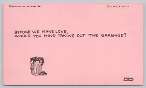 Postcard Making Love and Taking Out Garbage Pot Shot Card, Humor - Picture 1 of 2