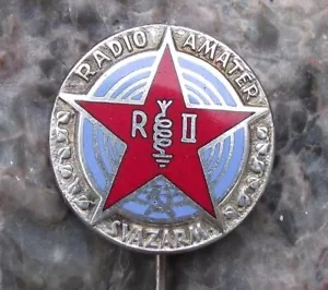 Vintage Army Radio Operator Czech Svazarm Reserve Grade 2 Military Ham Pin Badge - Picture 1 of 4