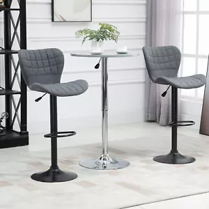 Bar Stools Set of 2 Adjustable Height Swivel Bar Chairs with Footrest Black - Picture 1 of 11