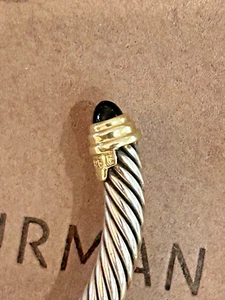 D. YURMAN .925-14KT CABLE-5.0mm-w-CABOCHON BLK ONYX BRACELET-25.4grm-HBT-1 - Picture 1 of 7