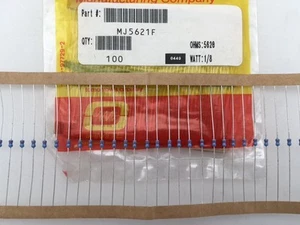(100 pcs) MJ5621F Ohmite, 1/8 Watt  5.62K Ohm  1%, Metal Film Resistor (Axial) - Picture 1 of 1