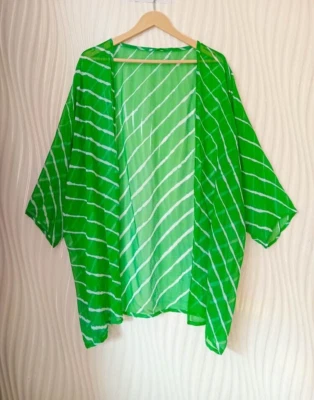 Chiffon Silk Short Kimono Duster Jacket Cardigan Cape Loose Robe Green KMS2805 - Image 1 of 4