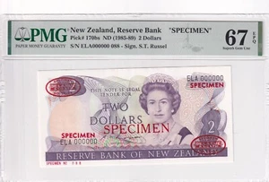New Zealand, 2 Dollars, 1985-89, UNC, p170bs, SPECIMEN - Picture 1 of 2