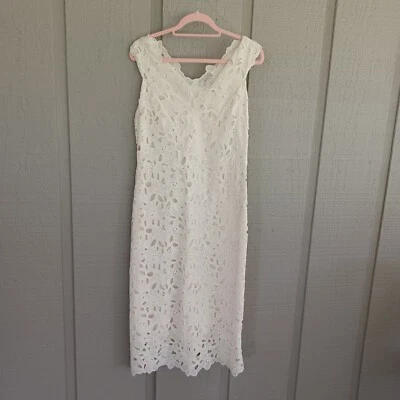 Vince Nouveau Lace V Neck Midi Dress Size 4 Cotton Women Feminine Cottagecore - Image 1 of 4